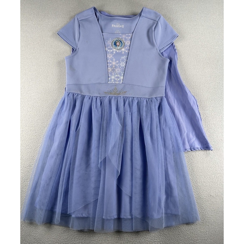 Disney Frozen 2 Girls Queen Elsa Dress Costume With Detachable Cape L (10-12)